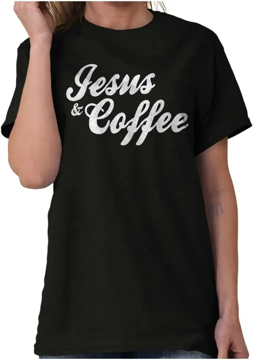 Brisco Brands Jesus Coffee Religious Latte Lover Womens Graphic T Shirt Tees