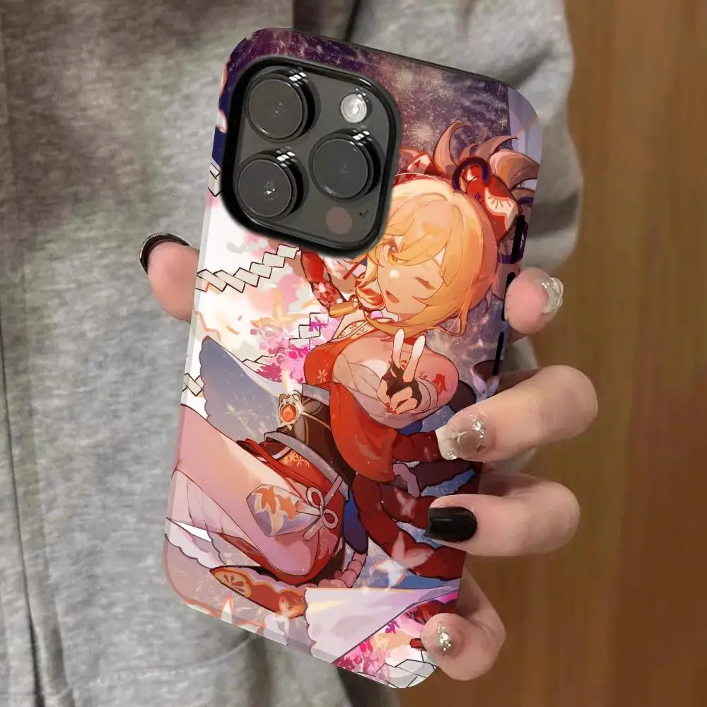 

yoimiya Phone Case Double-layered 2-in-1 Film Case For IPhone 16 15 Promax 14 13 Pro 12 11 plus Samsung S25 24 23 Covers