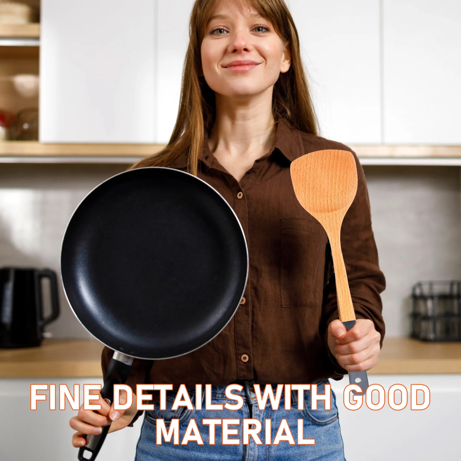 

Non-Stick Cooking Spatula Made of High-Grade Wood Safe Kitchen Spatula No Scratch Cookware Ideal for Home Hotel Kitchen Supplies