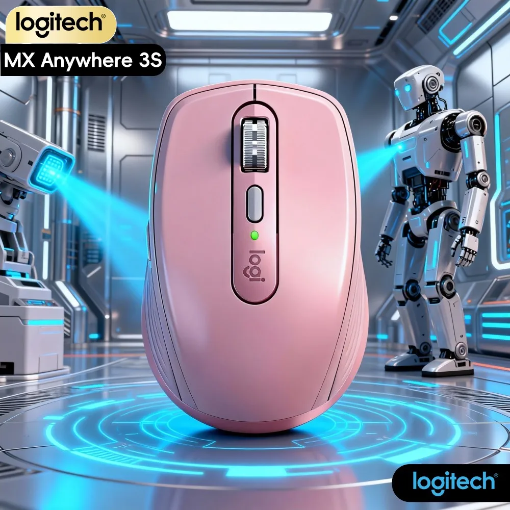 Logitech MX Anywhere 3S Wireless Mouse - 8K DPI, Hyper-Scroll, Silent Click, 3-Device Connect, USB-C Charging, Anti-Slip Grip