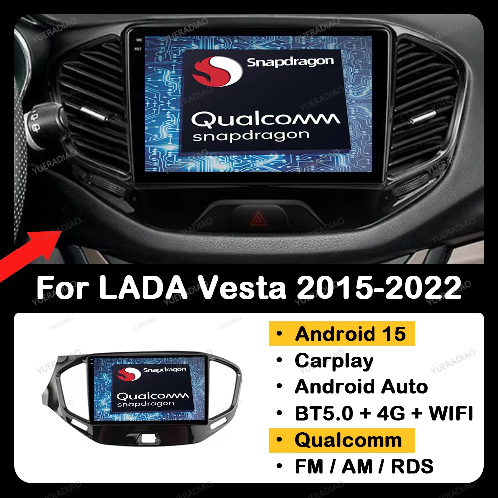 

Автомобильное радио Android 15 для LADA Vesta Cross Sport 2015-2022 Головное устройство GPS NAVI 4G LTE 5G WIFI QLED Qualcomm 2DIN BT Carplay Auto