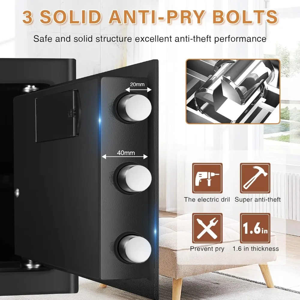 

1.2 Cub Small Fireproof Safes for Home Use, Digital Home Safe with Fireproof Waterproof Bag, Electronic Keypad and Spare Keys