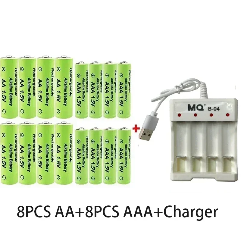 AA +AAA Battery New 1.5VRechargeableBattery AA3800MAH AAA3000MAH with Charger for LED Flashlightorelectronicdevices