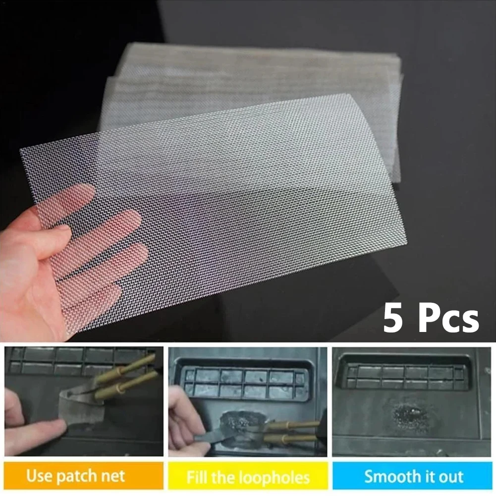 5pcs Car Bumper Grille Repairing Net Plastic Crack Repair Hole Tungsten Repairing Mesh Net For Bumper Body Hood Vents Repairing