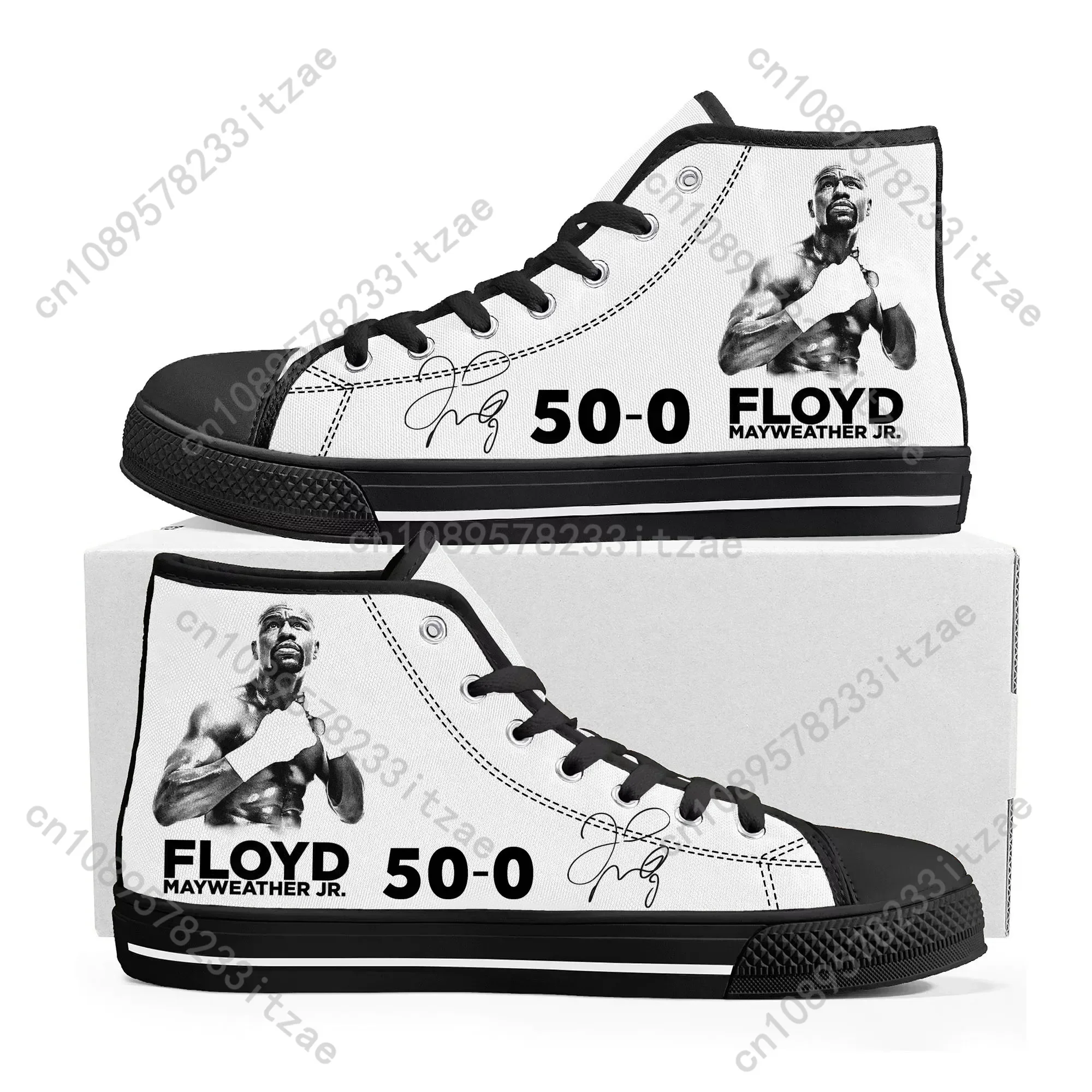 Floyd Mayweather Undefeated Boxing Champ High Top Sneakers Mens Womens Teenager Canvas Sneaker Casual Custom Made Shoes