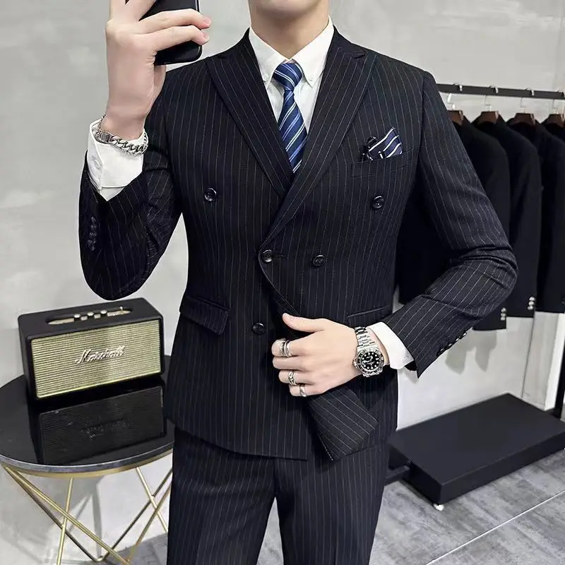 3-A52  Slim Fit Large Size Casual Suit Men's Korean Style Trendy Men's Small Sucket Handsome Groom Wedding