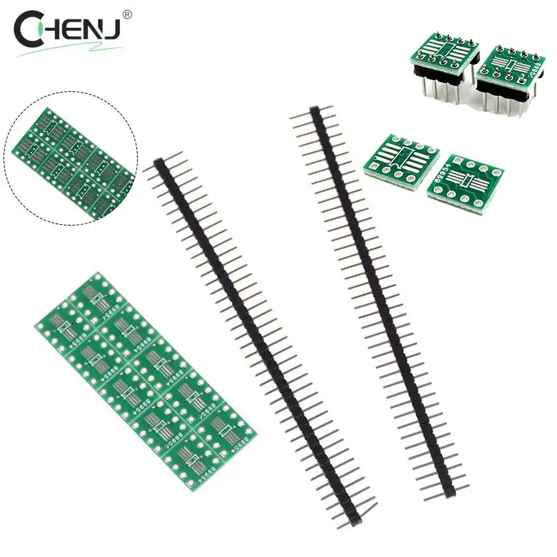 10pcs/set Electronic Circuit TSSOP8 SSOP8 SOP8 SMD To DIP8 Adapter To DIP+ Pin Header PCB Board Converter Double Sides