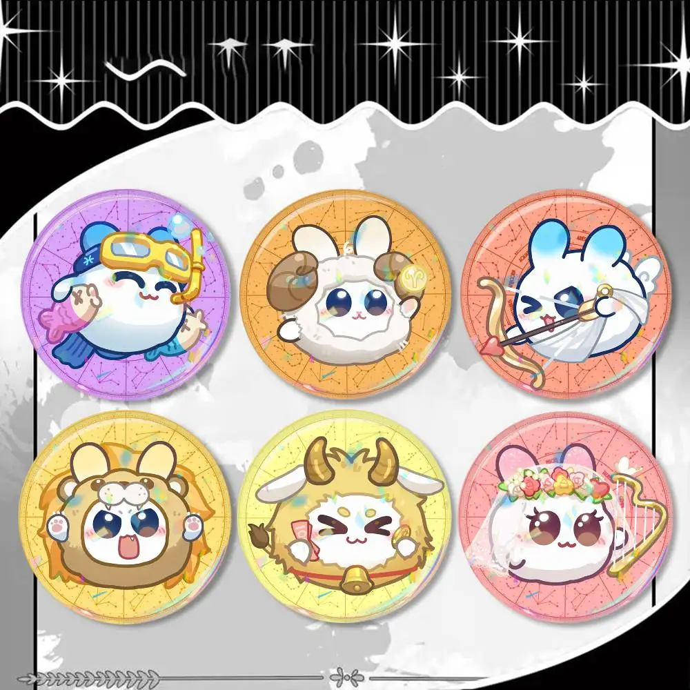 The twelve zodiac signs Badge 25 32 44 58 75 mm Round Fans Collect Friends Gifts Brooch Souvenir