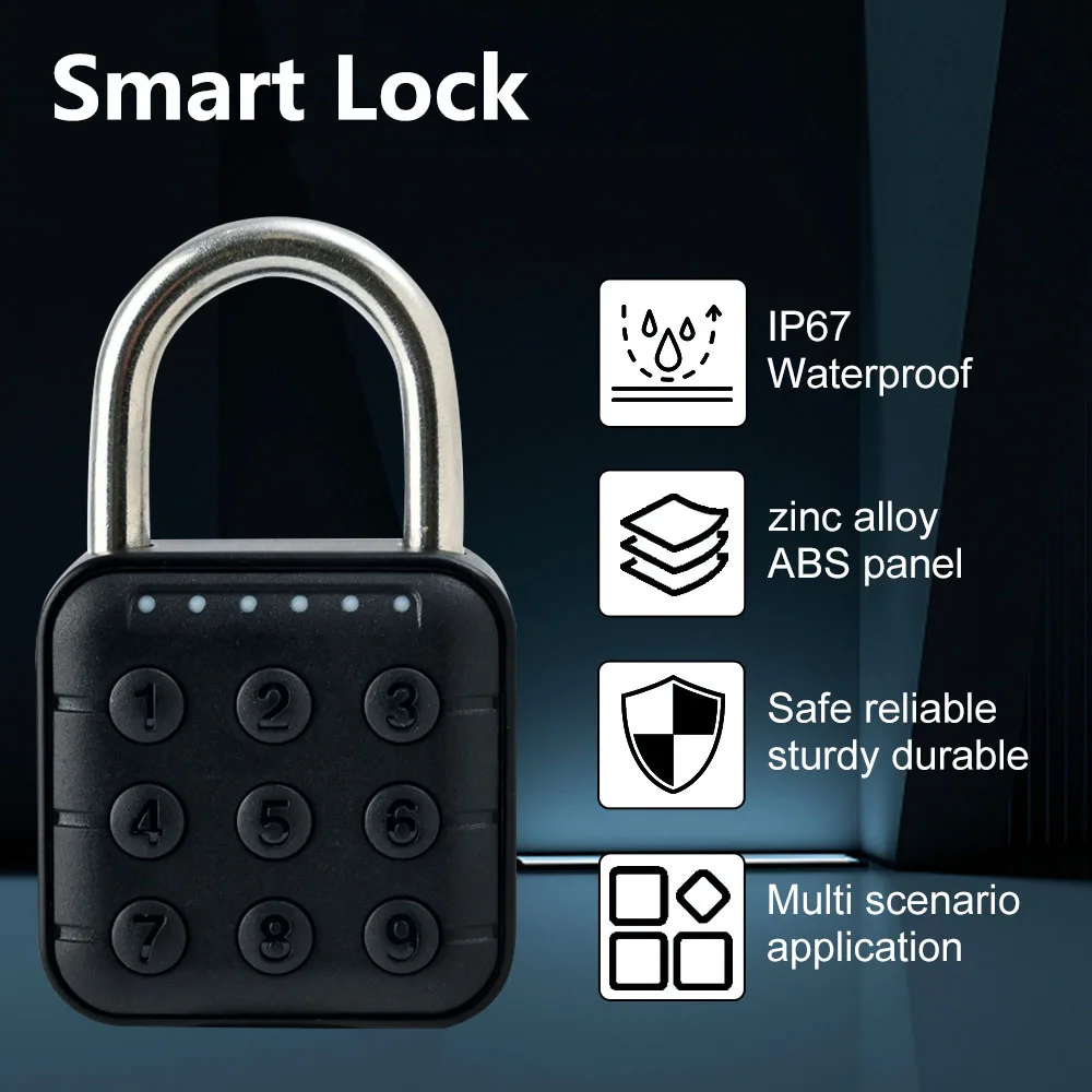 Waterproof Password Padlock 6 Digits Code 10 Group Smart Fingerprint Lock Zinc Alloy Suitcase For Luggage Travel Code Anti-theft