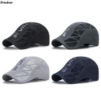 Men Bicycle Cycling Caps Mesh Patchwork Men Detective Hat Outdoor Sports Golf Hats Fashion Driving Cap Male Breathable Beanies