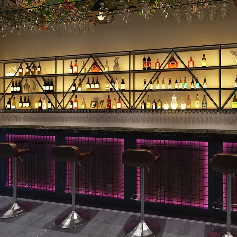 

Bar Cabinet Wine Bottle Rack Storage Shelf Wall Mounted Multifunctional Kitchen Living Room Armoire Vitre Mini Home Modern Metal