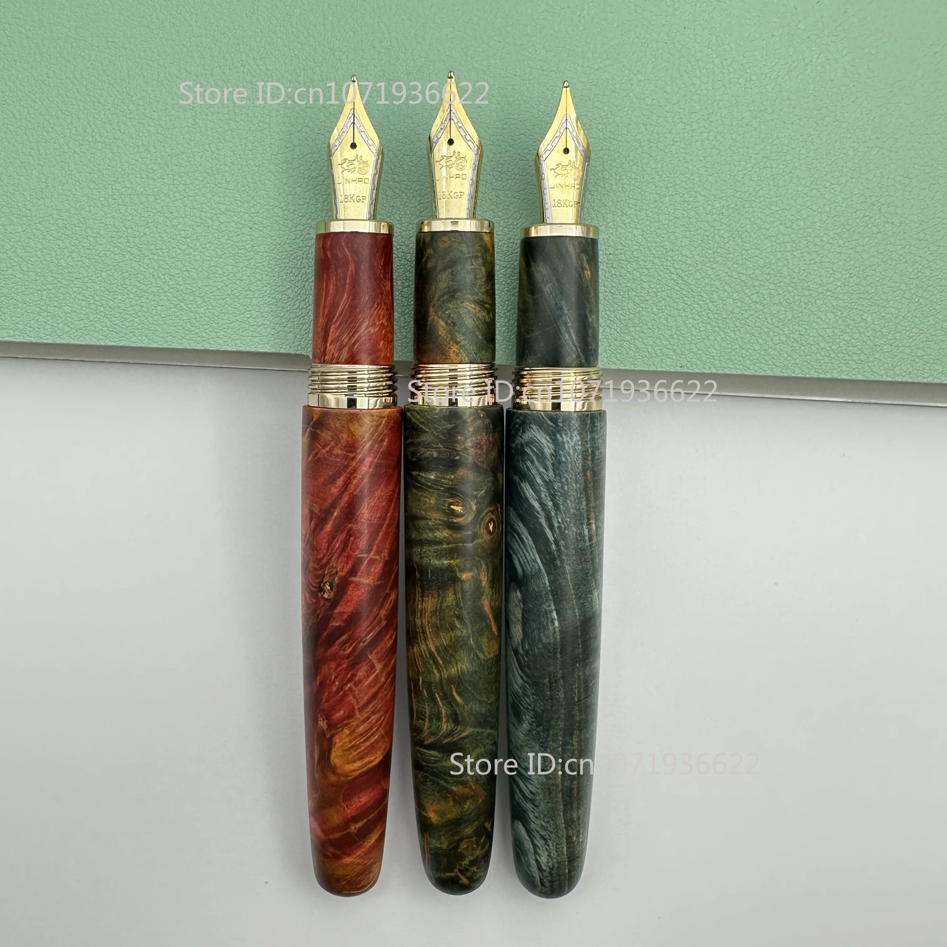 Jinhao Pattern Stabilized Wood Fountain Pen Handmade Lacquer Long Knife Nib Ink Pen School Office Supplies Students Writing Gift