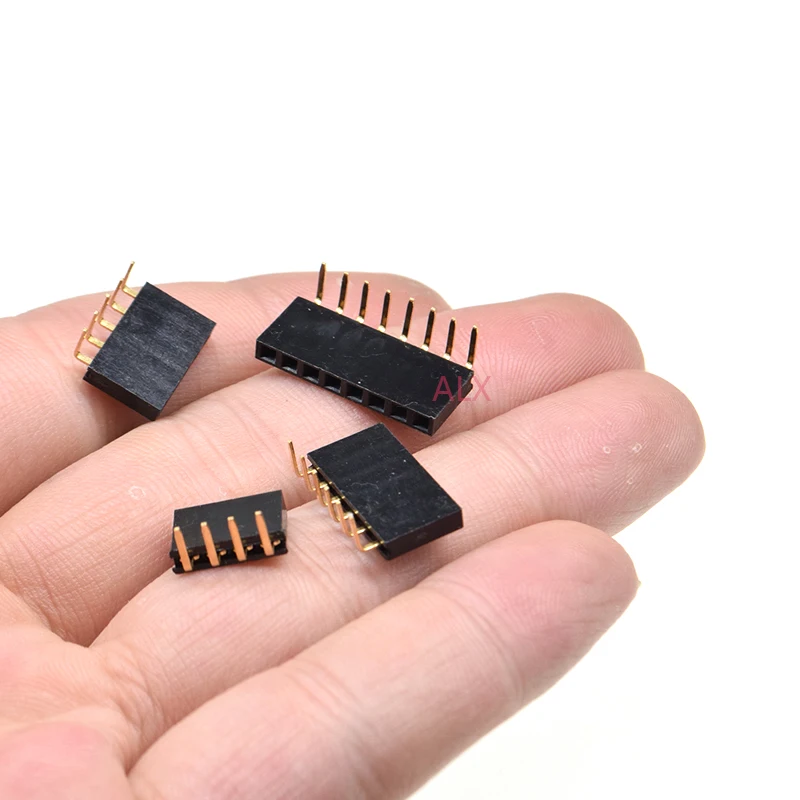 10pcs 1x/2/3/4/5/6/8/10/40 Pin Single Row Right Angle Female Pin Header 2.54mm Pitch Strip Connector Socket 3p/4p/6p/8p/20p/40p