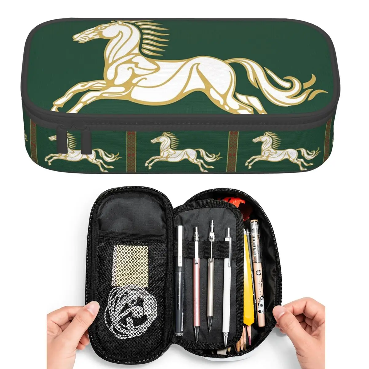 Banner Of Rohan Pencil Cases for Students Pen Box Pencil Bag Large Storage Pencil Pouch Pen Holder