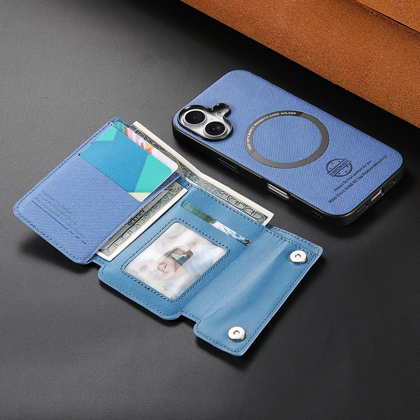 حافظة لهاتف Magsafe حافظة لهاتف آيفون 17 16 15 14 13 Pro 12 11 Max Plus 16Pro حافظة هاتف ذات سعة كبيرة أغطية جلد