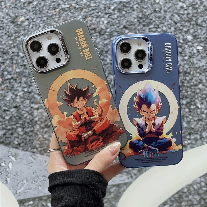 

Anime Dragon Ball Goku Vegeta One Piece Naruto Silver Case for IPhone 11 12 13 14 15 Pro Max Plus Phone Cover Shell Toy Gift