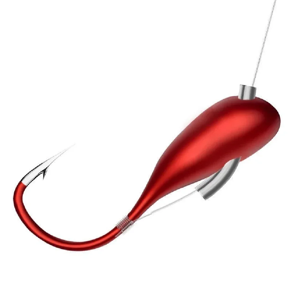 

10pcs Fishing Barbed Hook Red Worm Overturned Head Lifelike Lure Bait Carp Fishhooks 0.1#-0.8# Fishing Tackle Accessories
