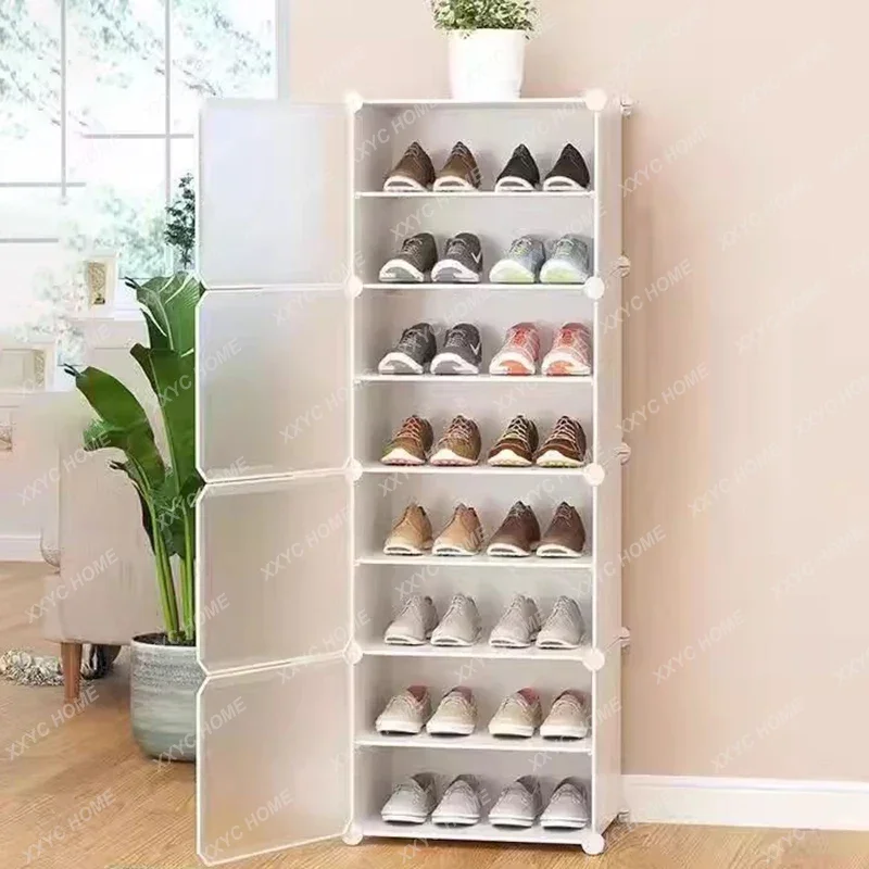 

Modern Dorm Plastic Shoe Cabinets Small Portable Narrow Transparent Shoe Rack Shelf White Furniture