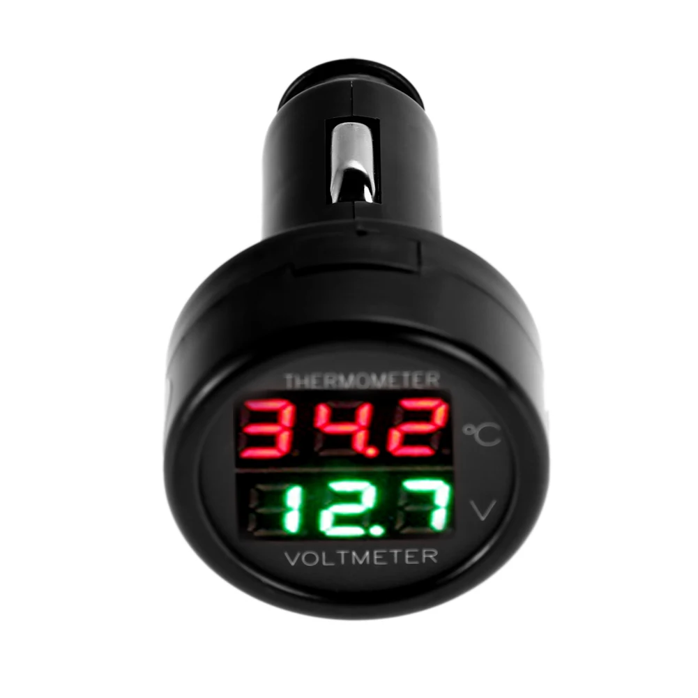 Universal Dual USB Auto-ladegerät Adapter 12V 24V Digital Voltmeter Thermometer 2in1 Auto Batterie Monitor Volt tempe Meter