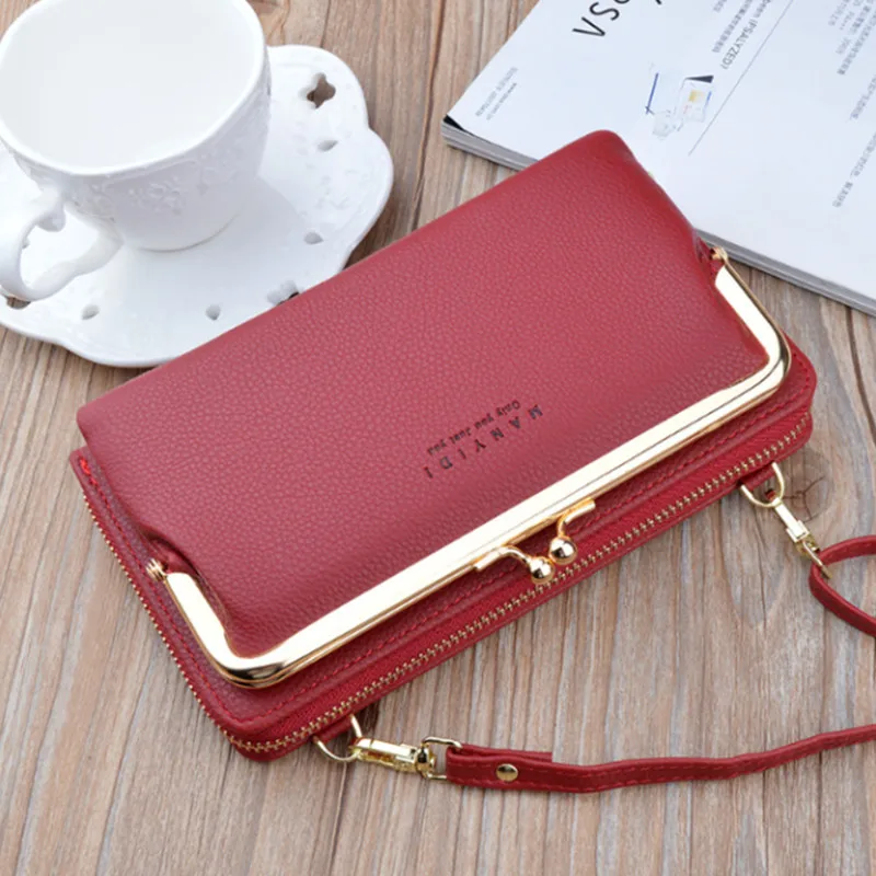 Women's Long Wallet Organ Passport Bag Woman's Purse Single Shoulder Bag Diagonal Bag Horizontal Wallet Female Mobile Phone Bag