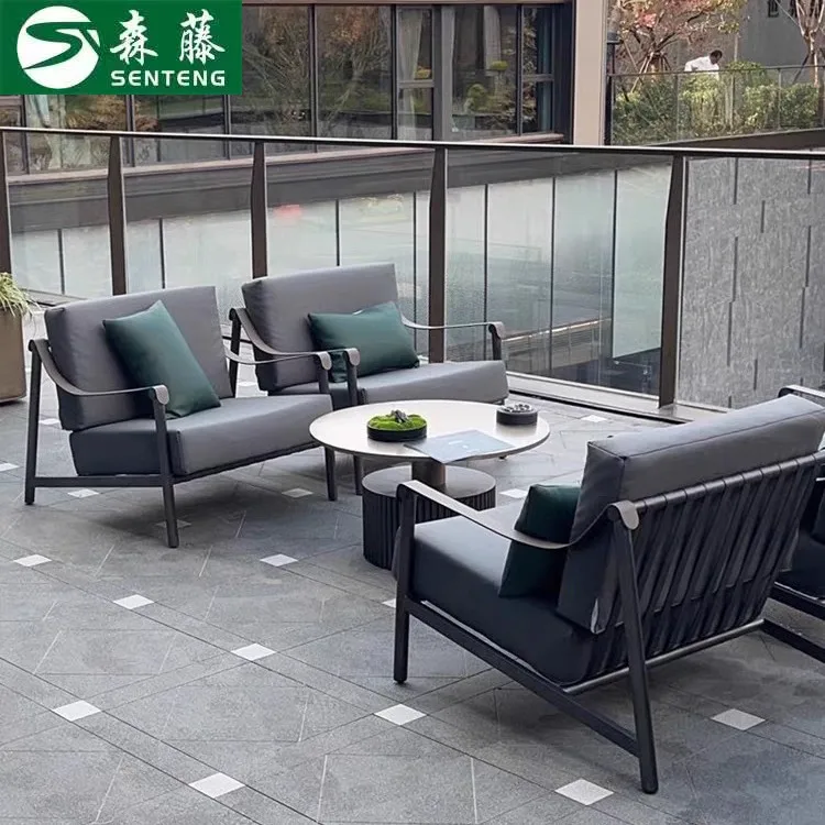 

Outdoor sofa Nordic courtyard garden terrace waterproof and sunscreen balcony rattan chair creative furniture combination