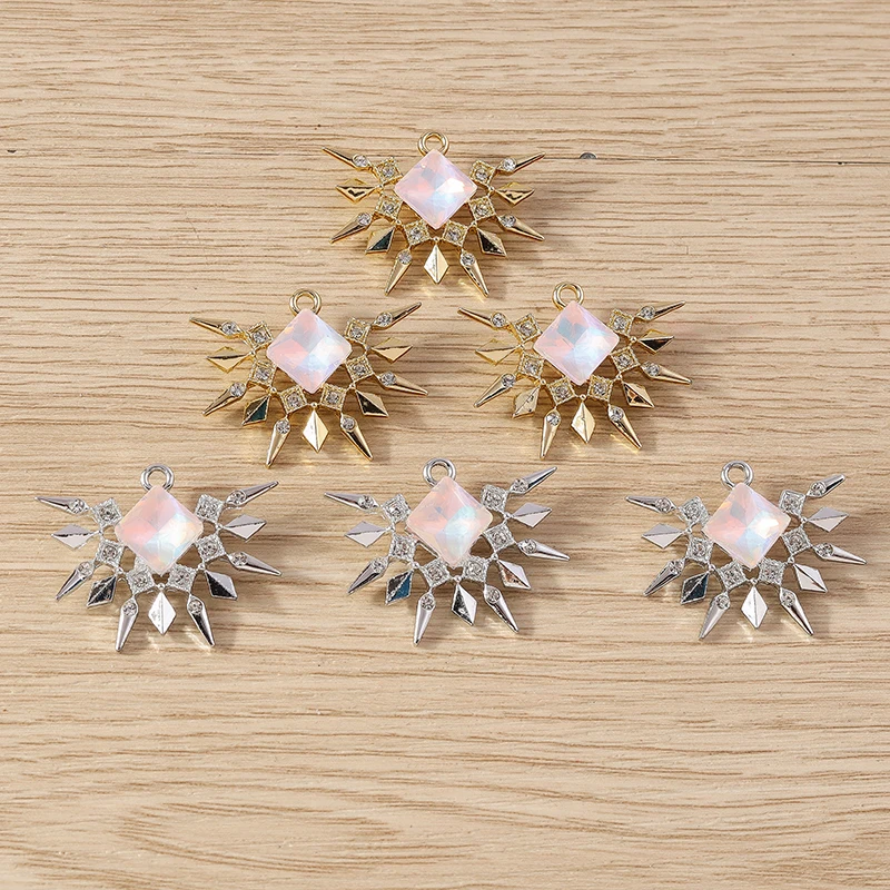 Tusember 10 Stück 29 x 23 mm exquisite Kristall-Sonnenanhänger für baumelnde Ohrringe, Halsketten, DIY handgefertigte Schmuckzubehörteile – Detail 2