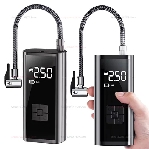 Imagen 1 del producto Inflador de Neumáticos Portátil con Cable de 150 PSI para Auto, Motocicleta, Bicicleta, Balones, Emergencias, Viajes y Camping