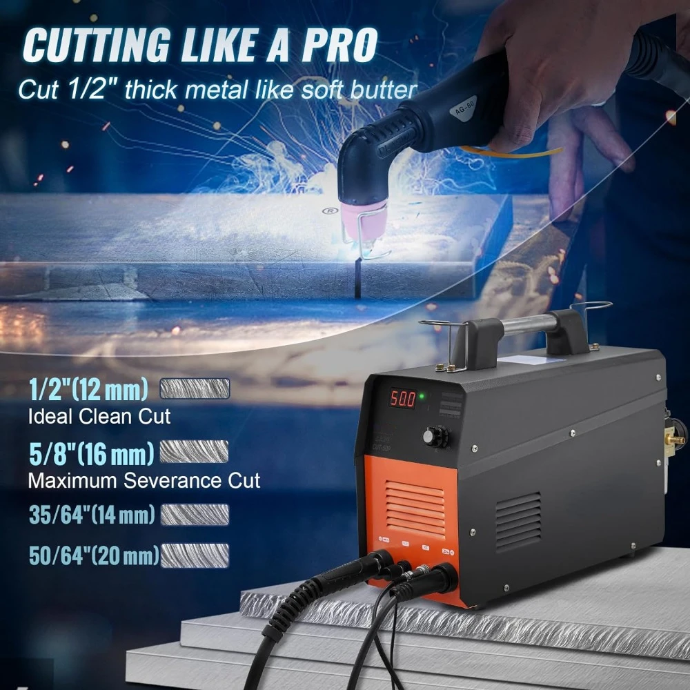 Plasma Cutter 50Amp Non-Touch Pilot Arc Air Cutting Machine with Torch 110V/220V Dual Voltage Inverter Metal Cutting Equipment