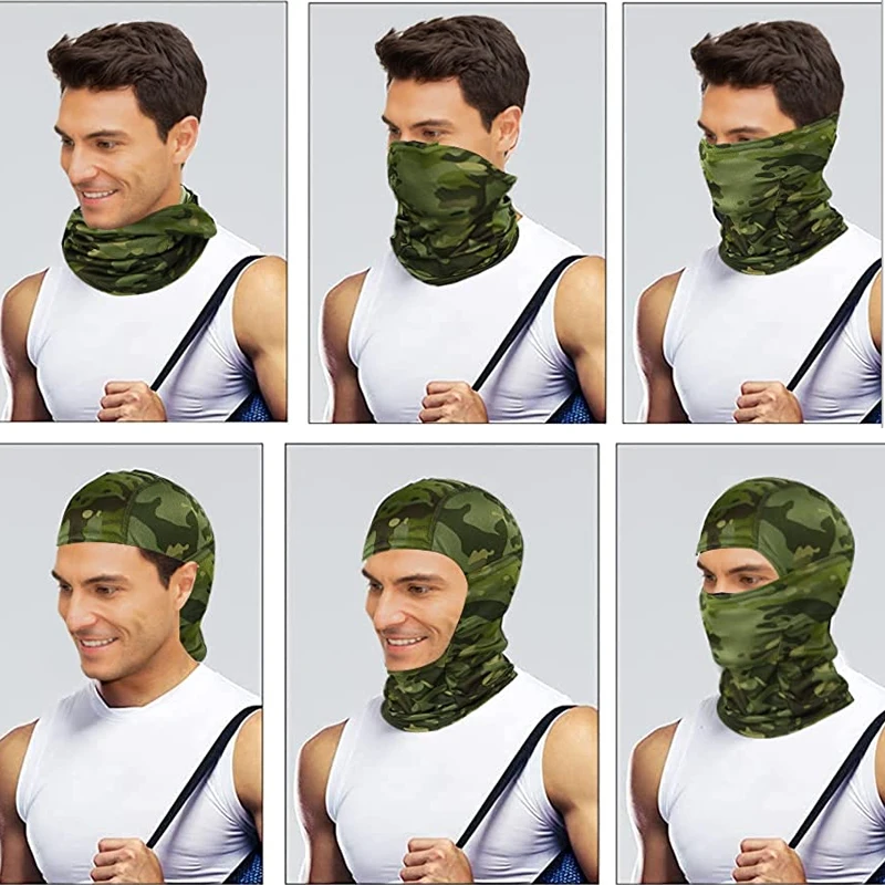 Camo Face Digital Mask Bandana Balaclava Hood Headwear for Men Training Cycling Ski Wind  Covering Neck Gaiter