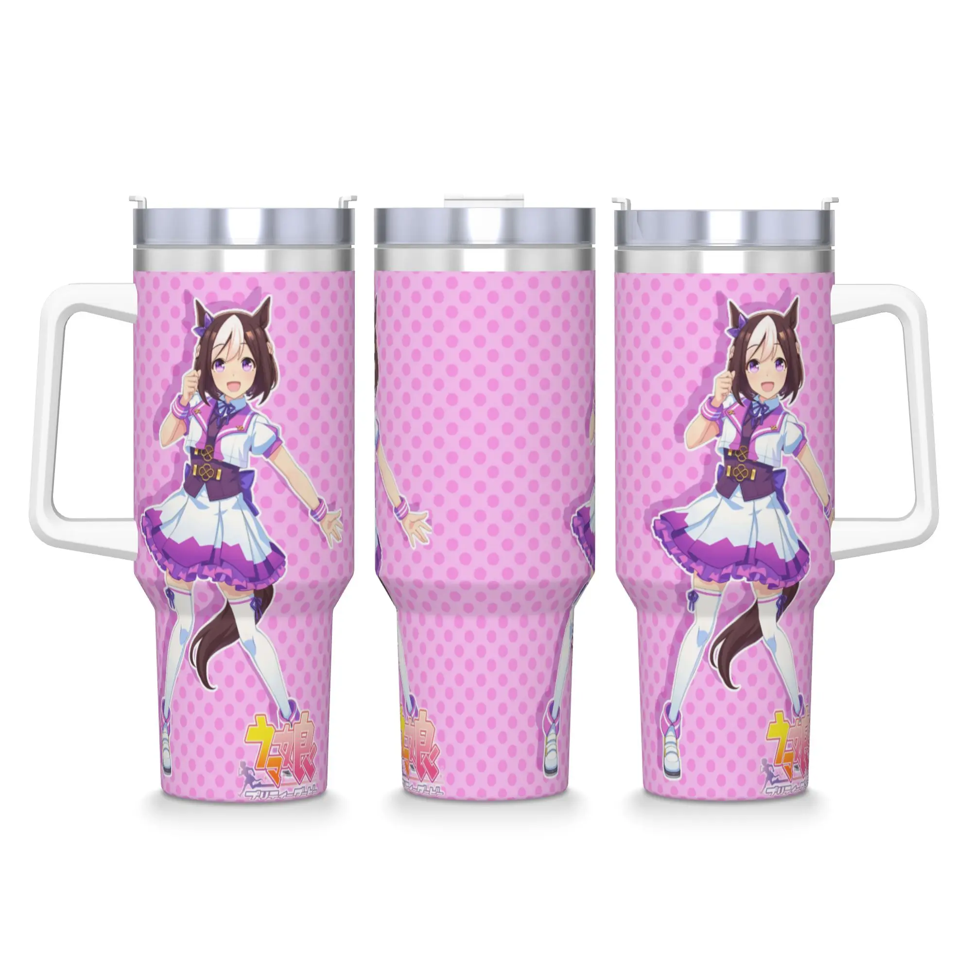 Special Week UmaMusume Pretty Derby Stainless Steel Tumbler  Camping Thermal Mug With Straws and Lid  Mugs Cup Cold Drink Bottle