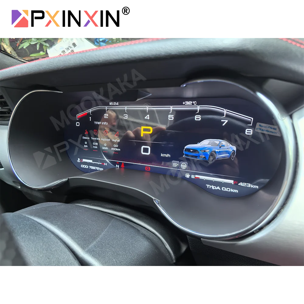 Car Digital Cluster For Ford Mustang 2015-2023 LCD Dash Speedometer Dashboard Instrument Virtual Cockpit Odometer Meter Headunit