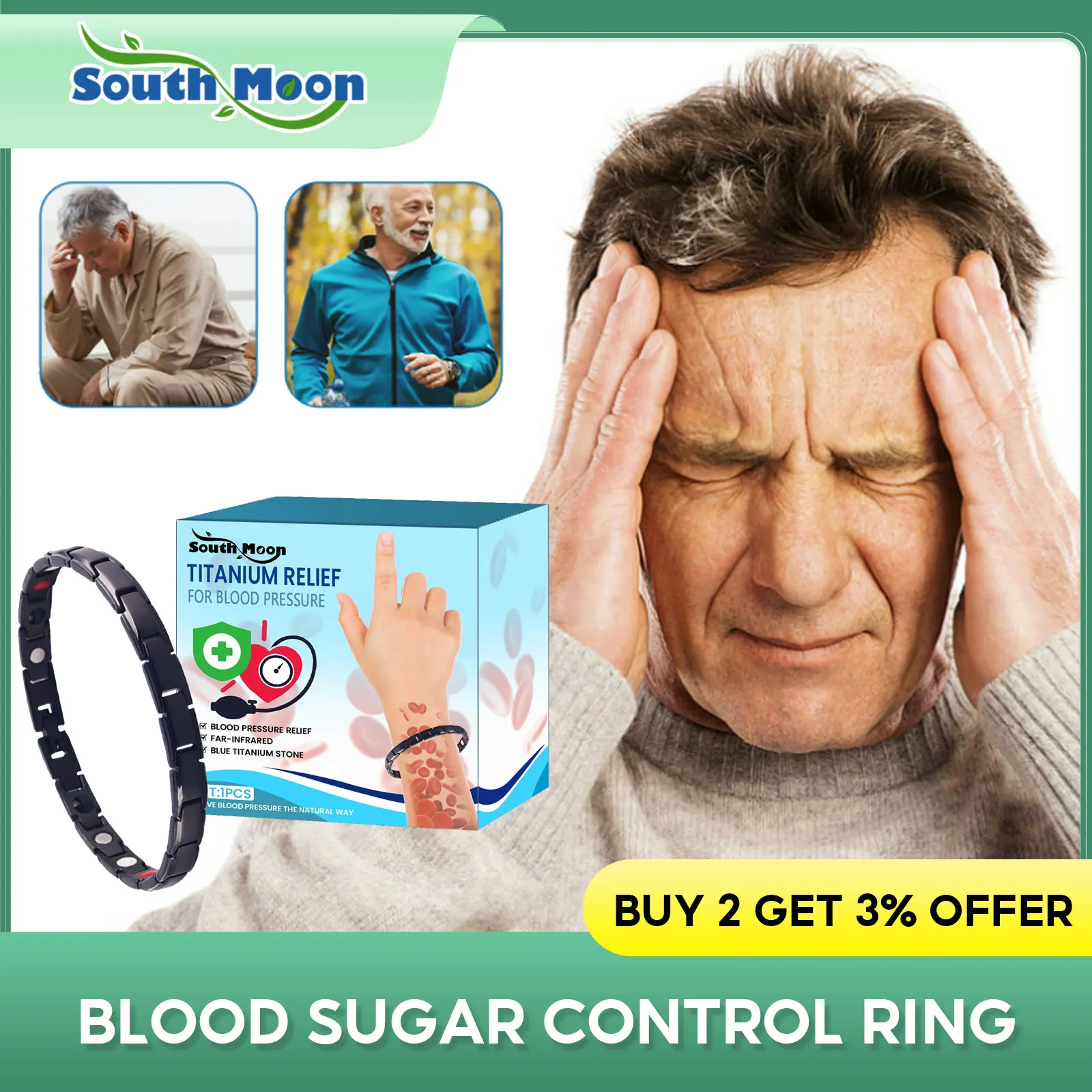 Blood Sugar Control Ring Diabetes Treatment Relief Headache Loss Weight Relax Fatigue Stress Magnetic Blood Sugar Regulator Ring