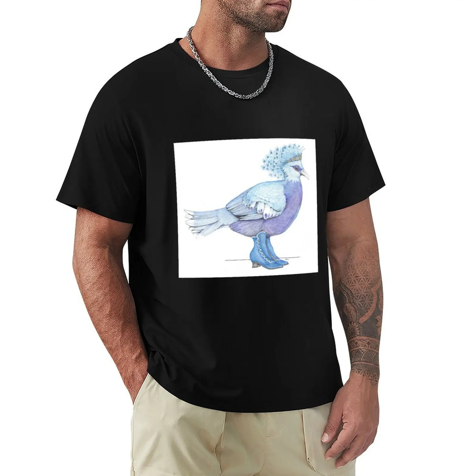 

Victoria Crowned Pigeon in Victorian shoes T-Shirt plus sizes funny meme t-shirts sports fans graphic tee shirt t shirt for men