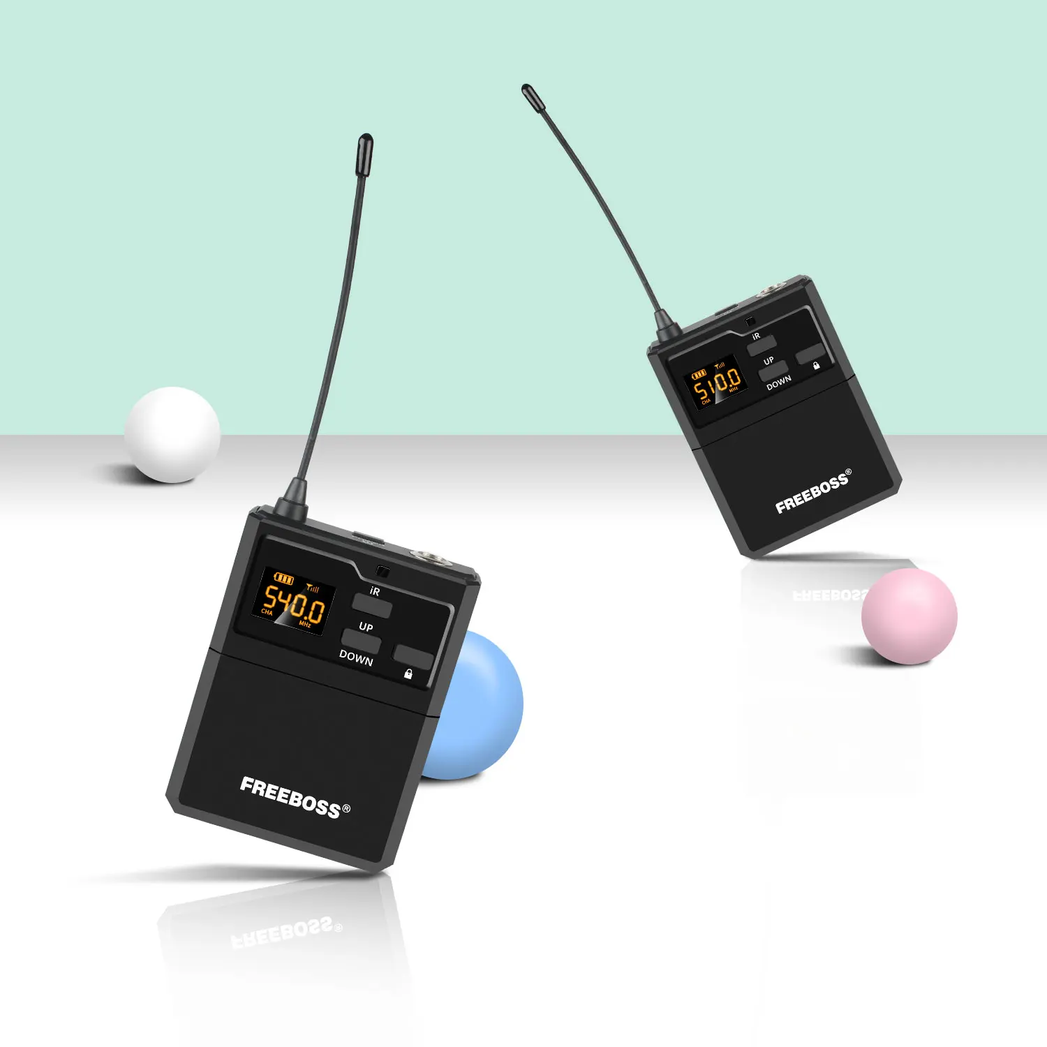 フリーボボス-ワイヤレスマイク、ラベラー、多周波数、コードレスボディパック、送信機、ir、uhf、FB-U38、FB-U200