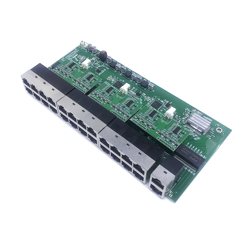 Non gestito 24 porte 10/100M 12V-52V 24 porte 100M porta con 2 1000M NVR/UPLINK modulo industriale scheda PCBA