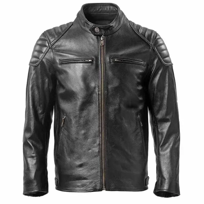 Genuine Leather Jacket Men  100% Natural Cowhide Genuine Leather Jackets Slim Fit Motorcycle Jacket Man Biker Coat Autumn M357