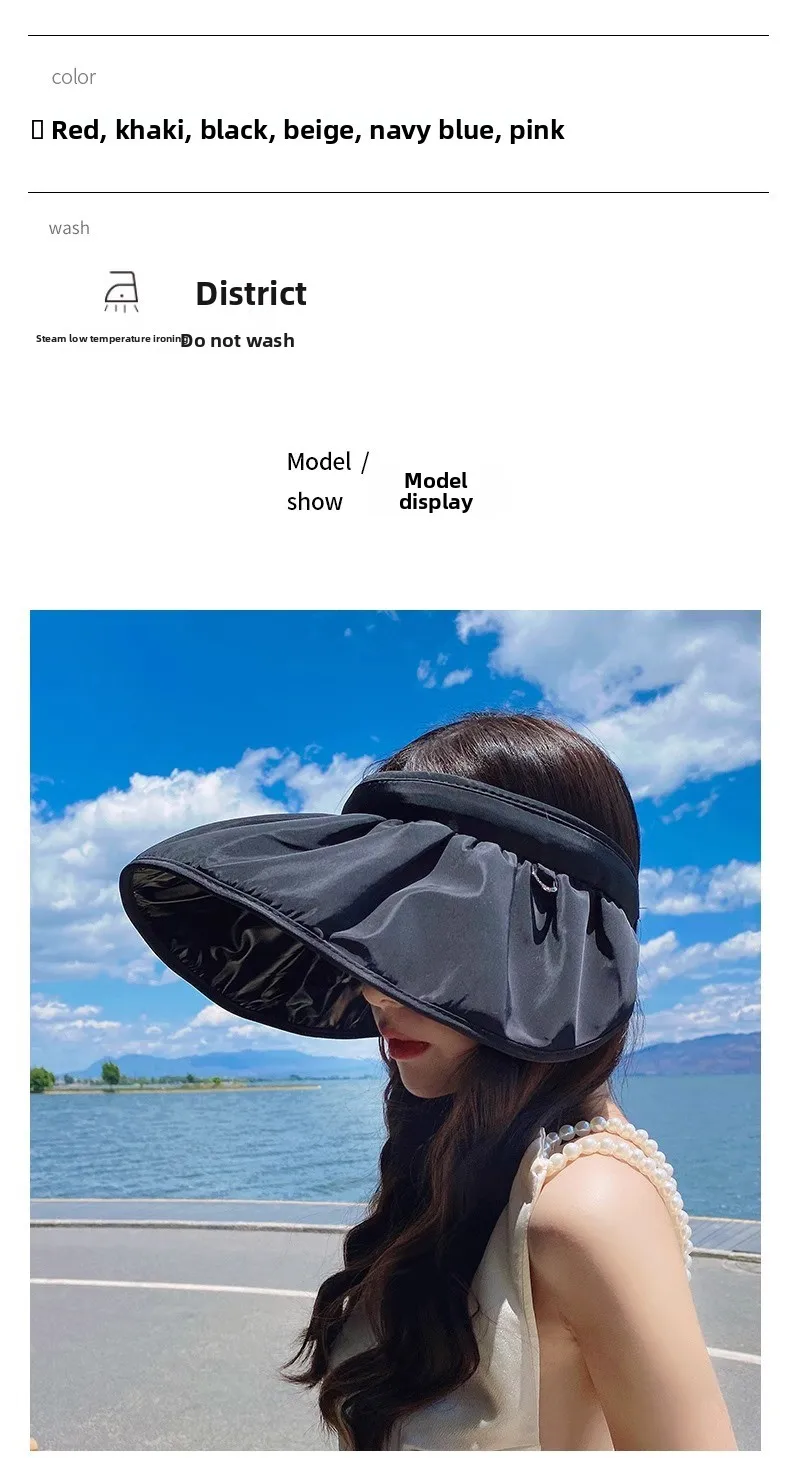 UPF50+ Sonnenblende-Hut, Dual-Use-Vollgesichts-Sonnenschutz, faltbares Stirnband für Strand, Wandern, Outdoor, Sommerhüte für Damen – Detail 7
