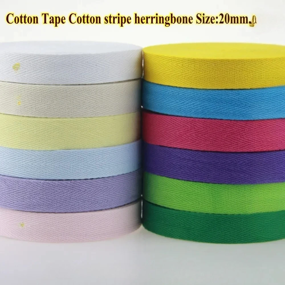DIY Handmade 100% Cotton Tape Herringbone/ Twill Cotton Tape/ Size 2cm 20mm,15yds Solid Color in Red White Black