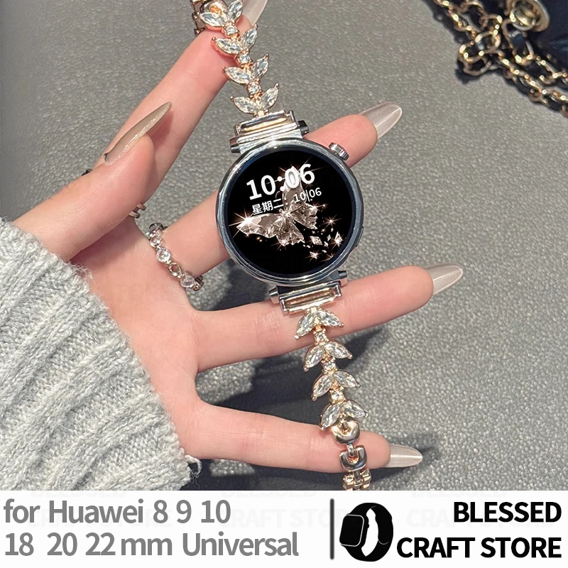 18 20 22 Bling Mermaid Rhinestone Strap for Huawei Watch GT4 5 6 41mm 46 Metal Bracelet for Samsung Galaxy Watch 7 6 5 4 Classic