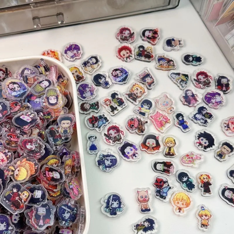 35PCS 악마 슬레이어 크리 에이 티브 주변 아크릴 패치 양면 필름 투명 그림 프레임 반지 높은 아름다움 DIY Accessorie