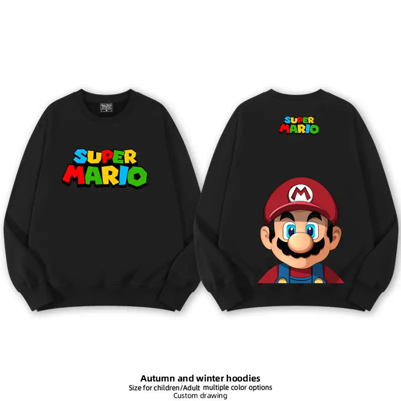 

Super Mario Bros. cartoon anime game male and female Japanese plus fleece children's clothing couple clothing sweater jacket