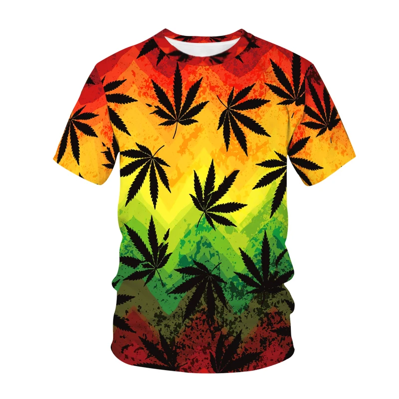 2023 New Green Hemp Leaf T Shirts Weed 3D Printed Men Women Harajuku Tshirt Boy Girl Hip Hop Casual Fashion Oversized Tops Tees