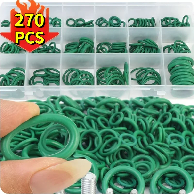 270Pcs Rubber O-Ring Gasket High Quality 18 Sizes Sealing Ring Kit For Car A/C System R134a Air Conditioning Gasket Washer Set