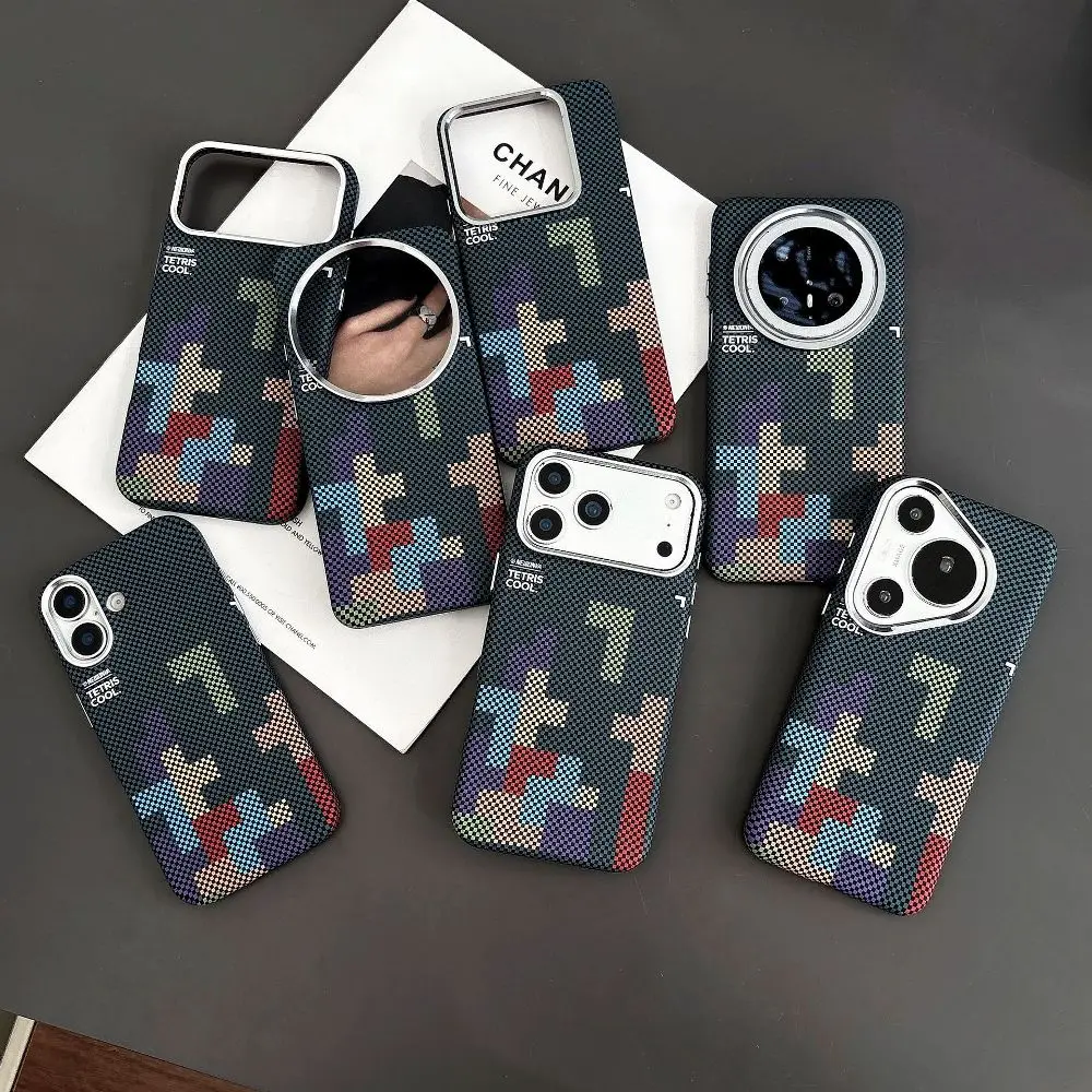 

Fashion Colorful Block Pattern Phone Case for iPhone 14 15 16 17 Pro Max with Protective Cover