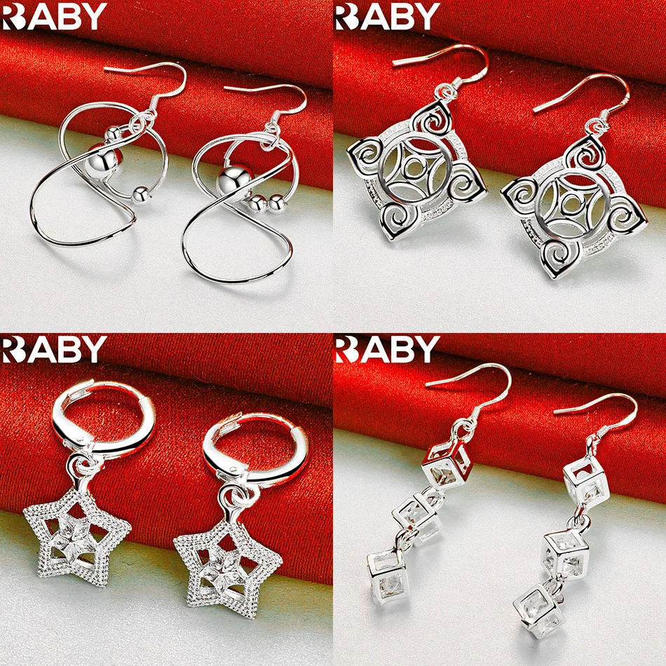 

URBABY 925 Sterling Silver Geometric Drop Earrings For Women Anniversary Gift Popular Wild Fashion Romantic Jewelry