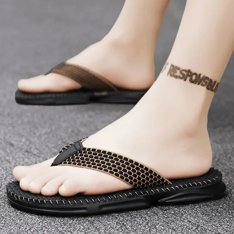 

Модные мужские сандалии, противоскользящие шлепанцы, легкие дышащие повседневные тапочки-стринги для пляжа, бассейна и улицы