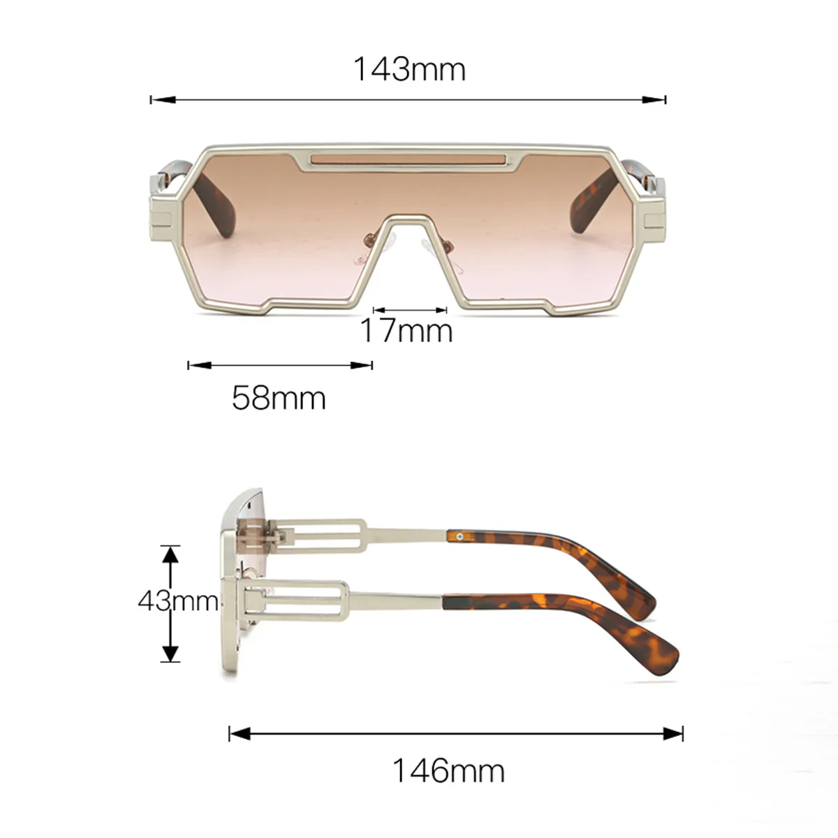 New Fashionable Women Brand Designer Luxury Sunglasses Integrated Split Lens Rectangular Sunglasses Women's Retro UV400 Glasses