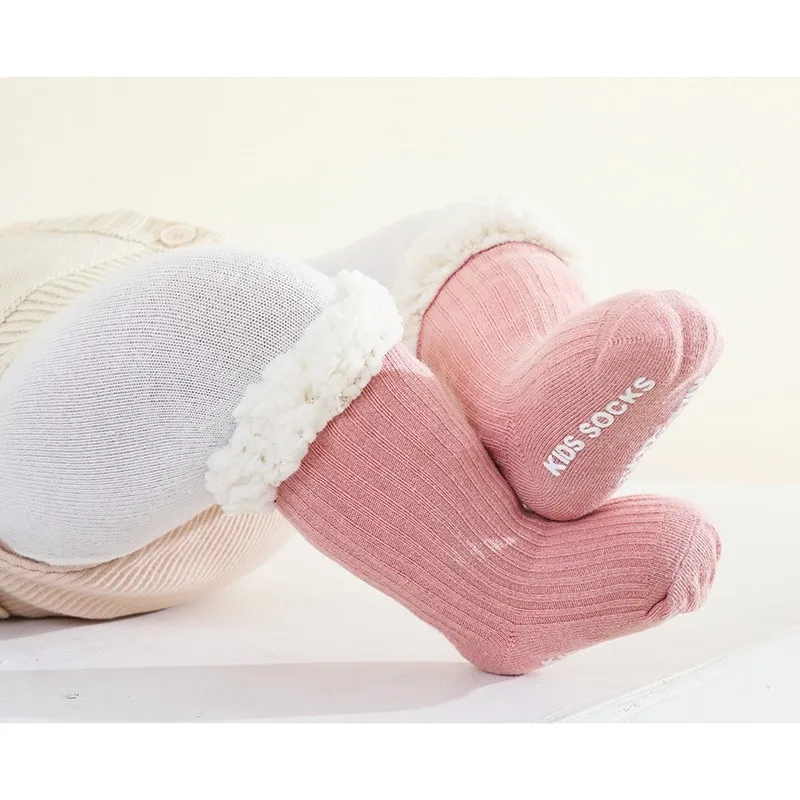 Cute Baby Girls Boys Toddlers Winter Ultra Thick Warm Cotton Socks Non-slip Floor Walking Grip Socks Xmas Kids Gift