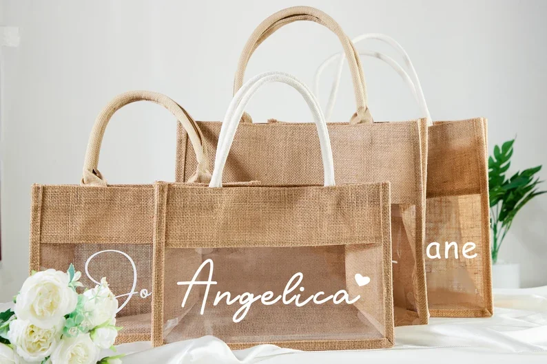 

Personalized Burlap Gift Bags, Custom Burlap Bag, Tote Gift Bags, Bridesmaid Proposal Gift, Custom Jute Tote Bags, Beach Bag