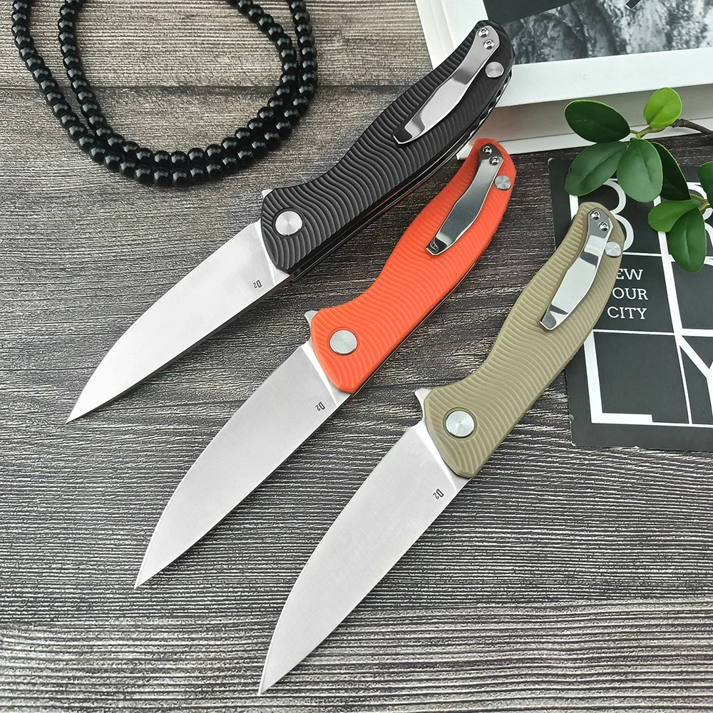 Couteaux pliants de poche à roulement russe, ouverture manuelle, manche EDC G10 avec Clip, lame D2, chasse, pêche, Camping, Flipper